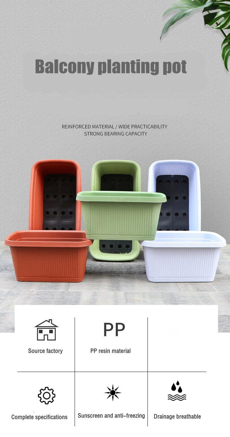 High Quality Thickened Balcony Planting Pot Square Plastic Flower Pot Vegetable Planter Box Household