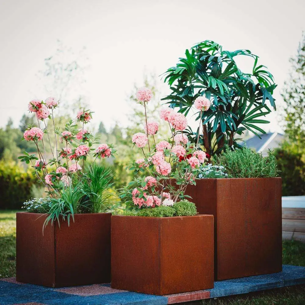 Custom Modern Design Corten Steel Long Rectangular Planter Box