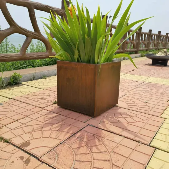 Caja de vivero de flores de paisaje de jardín simple de acero corten